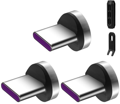 AXFEE 3 Pezzi Tipo C Connettori Magnetici, per 100W Cavo Magnetico, Trasferimento Dati a Ricarica Rapida, per Rotondo 7 Pin Cavo di Magnetica, Compatibile con Tipo C(Senza Cavi Magnetici)