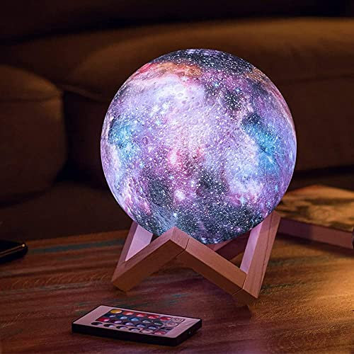JUAUO Kinder Nachtlicht 3D Lunar Lampe, 16 Farben einstellbar USB wiederaufladbare LED Nachttischlampe mit Remote/Touch Control - für Schlafzimmer Home Decoration