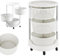 BAKAJI Carro de Cocina frutero con cestas abatibles, Carro portaobjetos Ahorra Espacio con 4 Ruedas giratorias, Estructura de Acero y cestas de plástico, Ideal para Cocina, baño, (3 estantes)