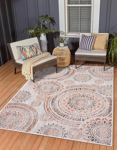 MY-RUG Outdoor Teppich wetterfest 160 x 230 cm, UV beständig & robust für Garten Terrasse, Balkon Küche & Wohnzimmer, kurzflor waschbarer Wohnzimmerteppich, Ian