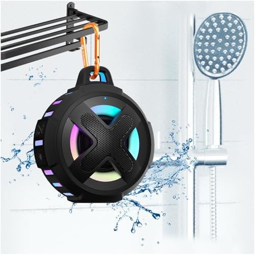 Xleader Portable Bluetooth Speaker, Certified IPX7 Waterproof Floating Shower Pool Beach Speaker with Lights, Clip, Mic, Loud Sound& Bass, 2000mAh, for Kayaking Boat Golf Travel Accessories Gifts