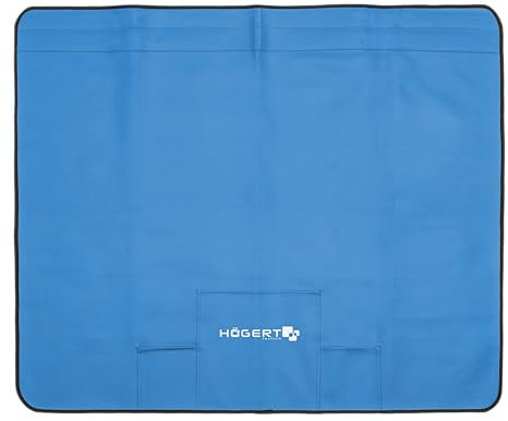 HÖGERT TECHNIK Magnetische Karosserie-Schutzmatte 120×100 cm, ölresistent, mit 4 Taschen, Kotflügelschoner für Mechaniker, Magnetmatte KFZ Werkstatt, Lackschut, wiederverwendbar