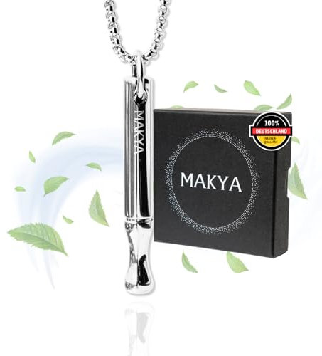 Makya V2 – Rauchentwöhnung Hilfsmittel – MEHR WIDERSTAND – Nikotinfrei & chemikalienfrei – Simuliert Rauchgefühl – Entwickelt mit Lungenfachärzten – Stressabbau & Atemtraining – Edelstahl Halskette