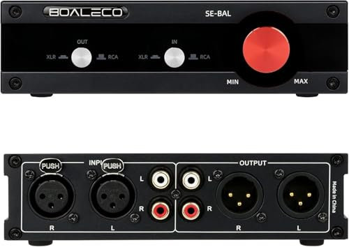 SE-BAL Audio-Umschalter RCA XLR 2-IN-2-OUT HiFi Symmetrischer Stereo-Audio-Umschalter, Premium Selector Splitter Box mit Lautstärkeregler (Schwarz)