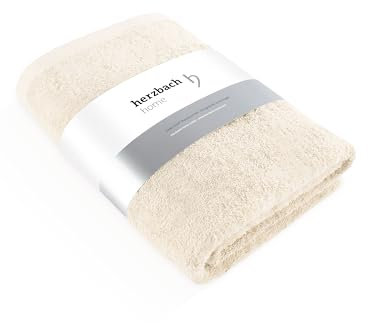 herzbach home Premium Badetuch 100 x 150 cm (Creme) – Großes, weiches & saugstarkes Badehandtuch in Bester Qualität – 100% natürliche Baumwolle