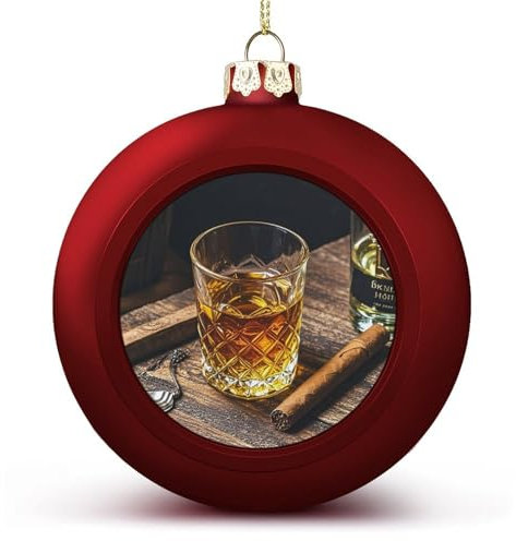 Große Weihnachtskugel, Whisky und Zigarre bedruckte Weihnachtskugeln, Weihnachtsbaumschmuck, Halloween-Kugel-Ornamente