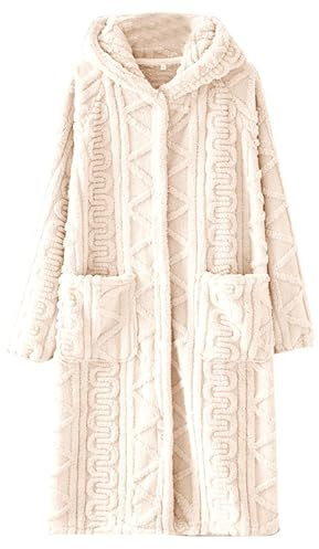 2024 Peignoir Polaire Femme Hiver Chaud Robe De Chambre Femmes Polaire Longue Peignoir Robe d'Interieur Hiver Chaude Doux Microfibre Flanelle Vêtements de Détente Doux et Douillets Vêtement de Nuit