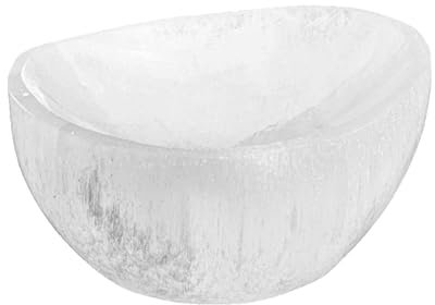 NKlaus Selenit Schale Halbkugel 6,5x3,5 cm – Energie-Schale für Edelsteine, Reiki & spirituelle Reinigung, ideal für Meditation & Chakra-Harmonisierung