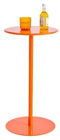 Bistrotisch Oranger Pub-Bartisch, Cocktail-Bistrotisch aus Metall, moderner Frühstücks-Esstisch, Küchentisch, runder hoher Tresentisch, Beistelltische fürs Wohnzimmer