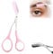 Augenbrauenschere mit Kamm, 2 in 1 Augenbrauen-Trimmschere mit Kamm, Augenbrauentrimmer-Schere, Augenbrauenschere für Männer und Frauen (Rosa)