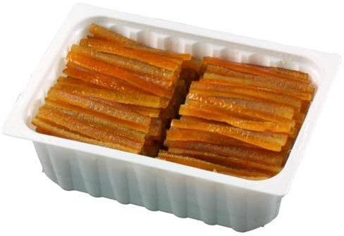Corsiglia - Lamelles Écorces d'Oranges Confites 1 kg – Boîte Gourmande pour Pâtisserie, Décoration et Saveurs Authentiques. Aiguillettes d'oranges confites egouttees.