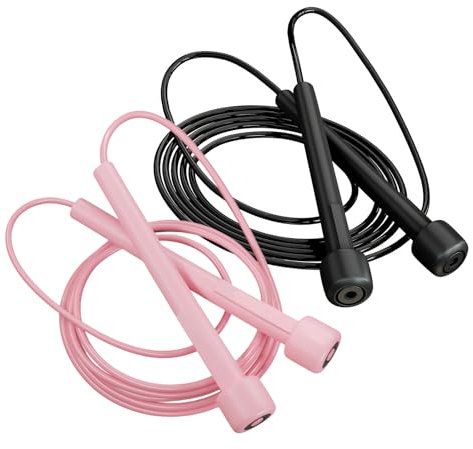 Hebterrka 2er-Pack Fitness-Seilspringseile, Geschwindigkeits-Seilspringseil für Männer, Kinder und Frauen, PVC-Langseil, verstellbares Trainingsseil für Boxen und Erwachsene