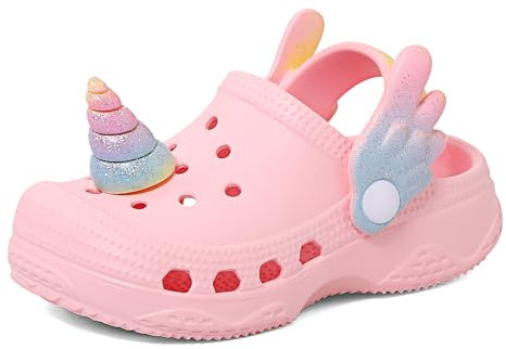 LACOFIA Chaussures Sabots de Jardin pour Enfant Filles Sandales antidérapants pour Plage/Piscine Pantoufles d'été pour Enfants Licornes Rose 23/24