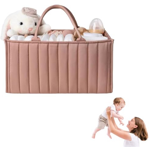 Panier à couches – Essentiels de bébé pour nouveau-né, organiseur de couches élégant avec séparateur amovible, 38,1 x 25,4 x 17,8 cm, sac de rangement pour maman à être, essentiels de nouveau-né