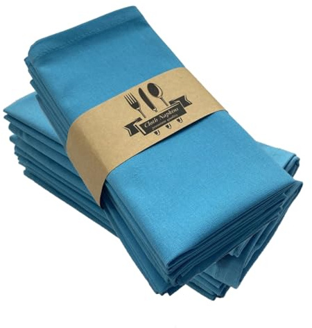 Wisafory 4er Set Stoffservietten Leinenservietten 40 x 40 cm Baumwolle und Leinen Servietten Tischservietten waschbar Tischdekoration für Hochzeitsfeier und Party-Dekoration Blau