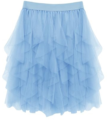 Wikoan Gonna in Tulle Trasparente da Donna Abito Asimmetrico alla Moda con Fodera Gonna a Pieghe Stile Principessa