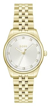 BOSS Uhr mit DREI-Zeiger-Quarzwerk für Damen Kollektion Graceful Precious mit Edelstahlarmband - Erhältlich aus Zweifarbig oder Gold