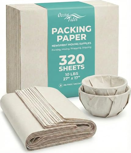 Newsprint Packing Paper for Moving - 320 Newspaper Sheets & Box Filler