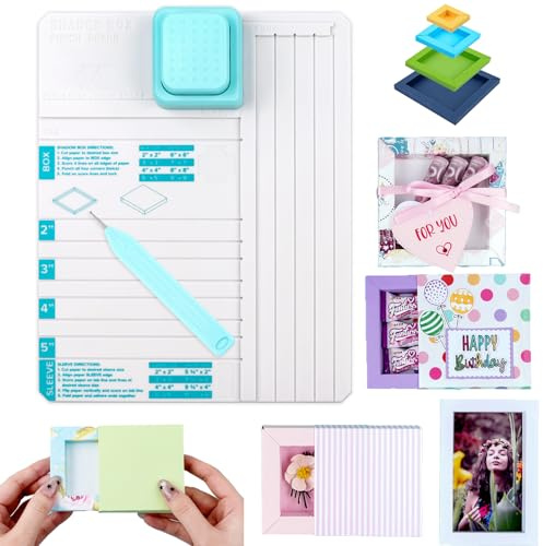 OTCRAFT Stanzbrett für Geschenkboxen, Schattenbox2, 7,6 cm, 10,2 cm und 12,7 cm, Schattenboxen mit Einkerbungsstift, Erstellen von individuellen Umschlägen, Geburtstagsparty-Geschenkboxen und