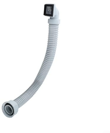 GLFLOW Tuyau de trop-plein pour lavabo avec joint rectangulaire pour drainage d'évier en PVC PP, connecteur G1-1/2, gris 450 mm