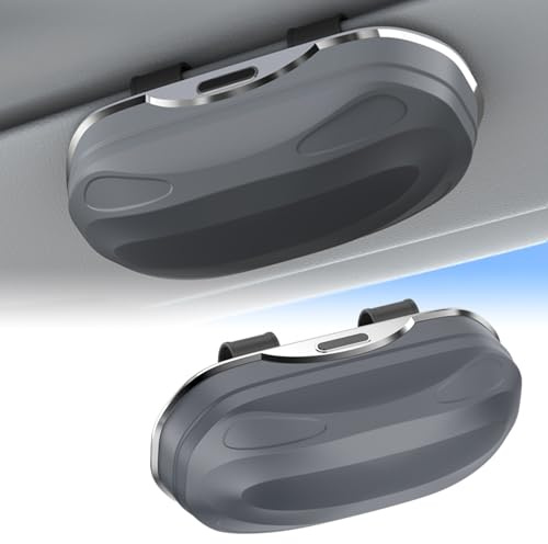 GCZCC Pare-Soleil pour Voiture Étui à Lunettes de Soleil Boîte de Rangement et de Protection pour Lunettes en Organisateur de Lunettes Clip Accessoires Intérieurs pour SUV, Berlines et Camions-Gris