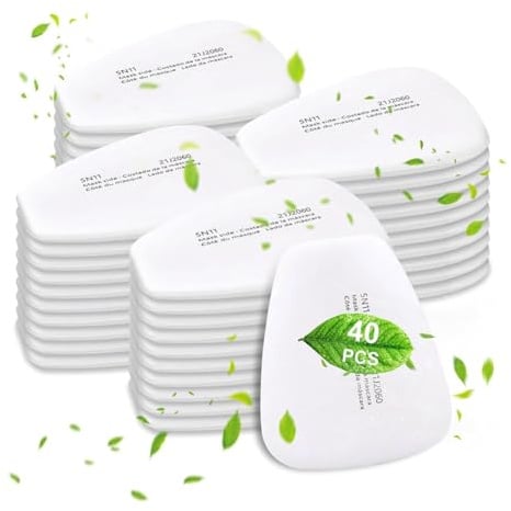 Agmoctz 40pcs 5n11 Filter für 6200, 6800, 6000, 7501, 7502 Serie Respirator Partikelfilter Baumwolle Gegen Lacksprays Epoxyharzschweißstaub