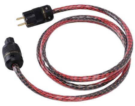 Bewinner HiFi-Stromkabel mit Vergoldeten Anschlüssen, 10 AWG OFC-Abschirmung für Netzfilter, Plattenspieler, Verstärker, CD-Player und HiFi-Komponenten