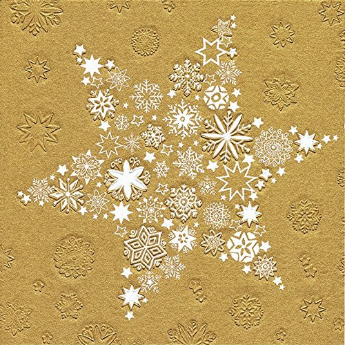 16 Servietten geprägt Weihnachtsstern gold (MomentsMy Xmas star gold) Weihnachten 33x33