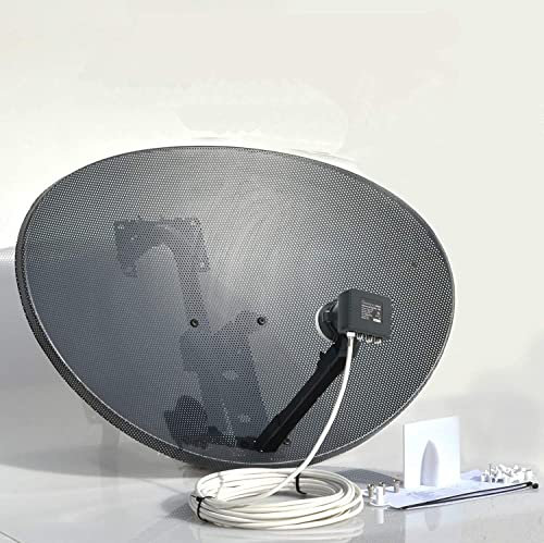 SSL Satellites 80CM Zone 2 Freesat HDR Satellite Dish DIY Self Installation Kit, Latest Dish with Quad LNB, 10 Meter RG6 White Coax Cable, All necessary Brackets, Bolts and SATELLITE FINDER