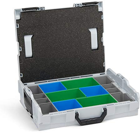 Aufbewahrungssystem für Schrauben | L-BOXX 102 (grau) mit Insetboxenset CD3 | Profi Werkzeugkoffer leer inkl. Sortimentskasten Einsätze