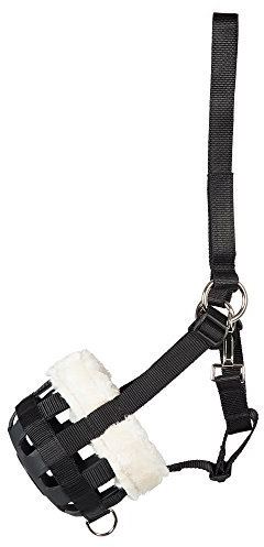 PFIFF 102545 Maulkorb/Fressbremse mit Kunstfell, schwarz Shetty