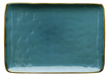 Rose & Tulipani - Bandeja rectangular azul, juego de 2 piezas - Decoración del hogar, cocina - Línea Concierto de Colores - Cuencos de Cocina - Stoneware - Ø 27; 19 cm