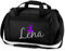 Sporttasche mit Namen | Personalisieren & Bedrucken | Motiv Ballett-Tänzerin | Reisetasche Umhänge-Tasche für Mädchen | inkl. Namensdruck (schwarz)
