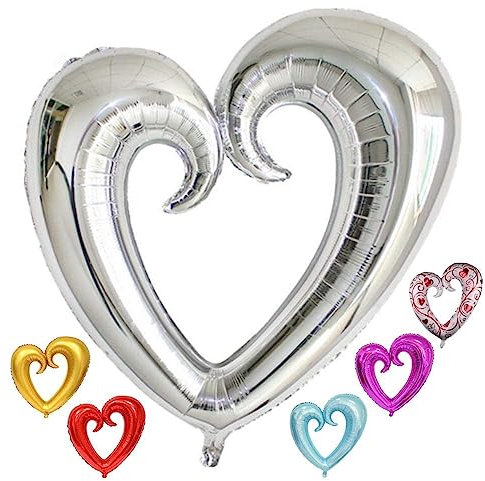 DIWULI XXL Herz-Ballon Silber - Herz-Luftballon Dekoration