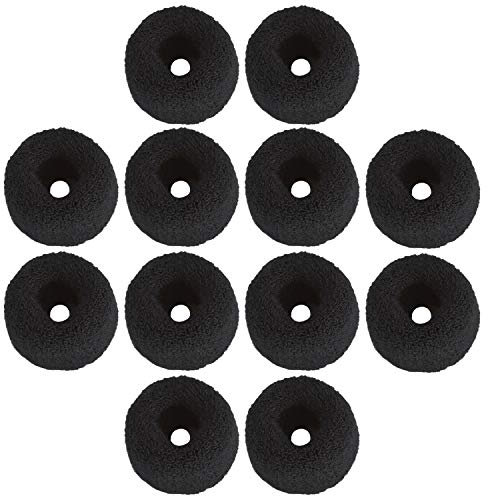 12 Stück Frottee Baumwolle Elastisch Dehnbar Fuzzy Breit Dicke Haargummis Scrunchies Bobbie Ties Ring Loop Nahtloses Haarband Pferdeschwanz Halter Haarschmuck für Frauen Mädchen (Schwarz)