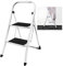 2 Step Ladder Step Stool Foldable Safety Ladder with Handrail & Anti-Slip Tread, Max Load 330lbs, Multi-Use Stepladder for Household & Office