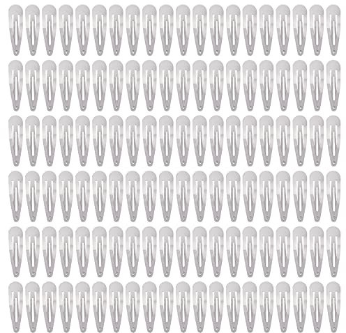 Cinaci 120 Stück Silber Metall 2 DIY Handwerk Metall Snap Haarspangen Haarnadeln für Baby Mädchen Kleinkinder Kinder Damen Haarzubehör (120 Stück-Silber)