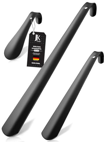 JK Trade® Juego de 3 calzadores estables de acero inoxidable | 15, 29 y 42 cm | Calzador de acero inoxidable corto, medio y largo | Rápido y respetuoso con la espalda | Business | Modern