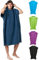 Fit-Flip Strandponcho für Surfer - Poncho Handtuch schnelltrocknend aus Mikrofaser - Umkleidehilfe Strand - Surfponchos Ultraleicht - Badeponcho für Erwachsene (Größe M, Marineblau/Grau)