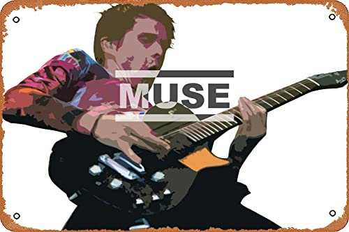 Muse Band Poster Neuheit Metallschild Retro Wanddekoration für Zuhause, Tor, Garten, Bars, Restaurants, Cafés, Büros, Geschäfte, Kneipen, Clubs, Schild, Geschenk, 30,5 x 20,3 cm