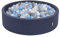 KiddyMoon Bällebad 120X30cm/200 Bälle Rund Groß Bällepool Mit Bunten Bällen Für Babys Kinder, Dunkelblau: Grau/Weiß/Transparent/Babyblue