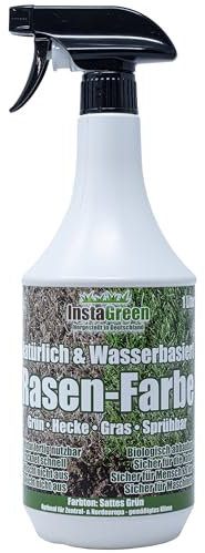 InstaGreen Premium Hecken- & Rasenfarbe 1 Liter Sprühflasche - gebrauchsfertige Grasfarbe für Rasen und Hecken - Rasenlack gegen gelben Rasen - natürlich wasserbasiert sprühbar biologisch abbaubar