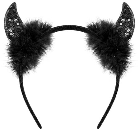 NEU Haarreif Teufelshörner mit Pailletten, schwarz
