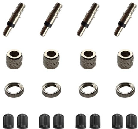Fahrradventil Ersatz Set, 4 Stück Fahrradventil Adapter,Ventil-Mutter, Ventil-Kappen,Citybike, Hollandrad, für Standard Normal-Ventil Ersatz Reifenventile