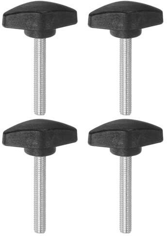 QUARKZMAN 4 Stück Rändelschrauben M6 x 45mm Flügelschraube mit T-förmige Handgriff, Verzinkte Kohlenstoffstahl Gewindebolzen Daumenschrauben 36mm Spannschraubenknopf für Schnellentfernung