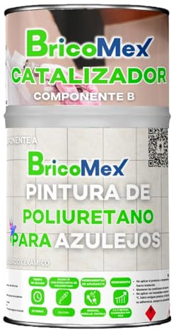 Peinture polyuréthane pour carrelage brillant, deux composants 700 + 170 ml, application facile, adhérence maximale (blanc brillant)