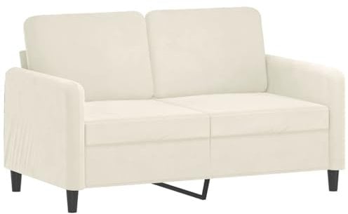 vidaXL Sofa 2-Sitzer, Loungesofa Couch mit Armlehnen Rückenkissen, Wohnzimmersofa Designsofa mit Metallgestell, Sitzmöbel Zweisitzer, Creme Samt