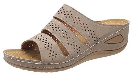 Sandales Compensée Femme, Bout Ouvert Pantoufles Slip-on Été Claquettes Nu Pieds Semelle Confortable Chaussures Antidérapant de Plage Wedges Platform Slipper Bohemia Beach Sandals pour Toute Occasion