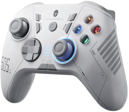 Thunderobot G50S 1000HZ Mando PC Inalambrico for Windows,Switch,IOS&Android,6 Botones Programables,Mando para PC con Joysticks y gatillos de efecto Hall/Giroscopio (Blanco, G50S)