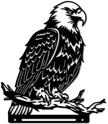 WADORN Adler Aus Metall Kunstdekor Für Garten Und Hof Vogel Auf AST Dekorative Gartenstecker Aus Eisen Wildtier Schwarze Silhouette Zaundekoration Für Den Außenbereich Für Bäume Wandornamente